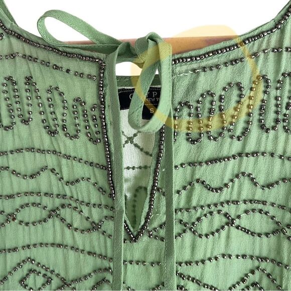 GRYPHON | 100% Silk Green Beaded Top (S) - Picture 3 of 4